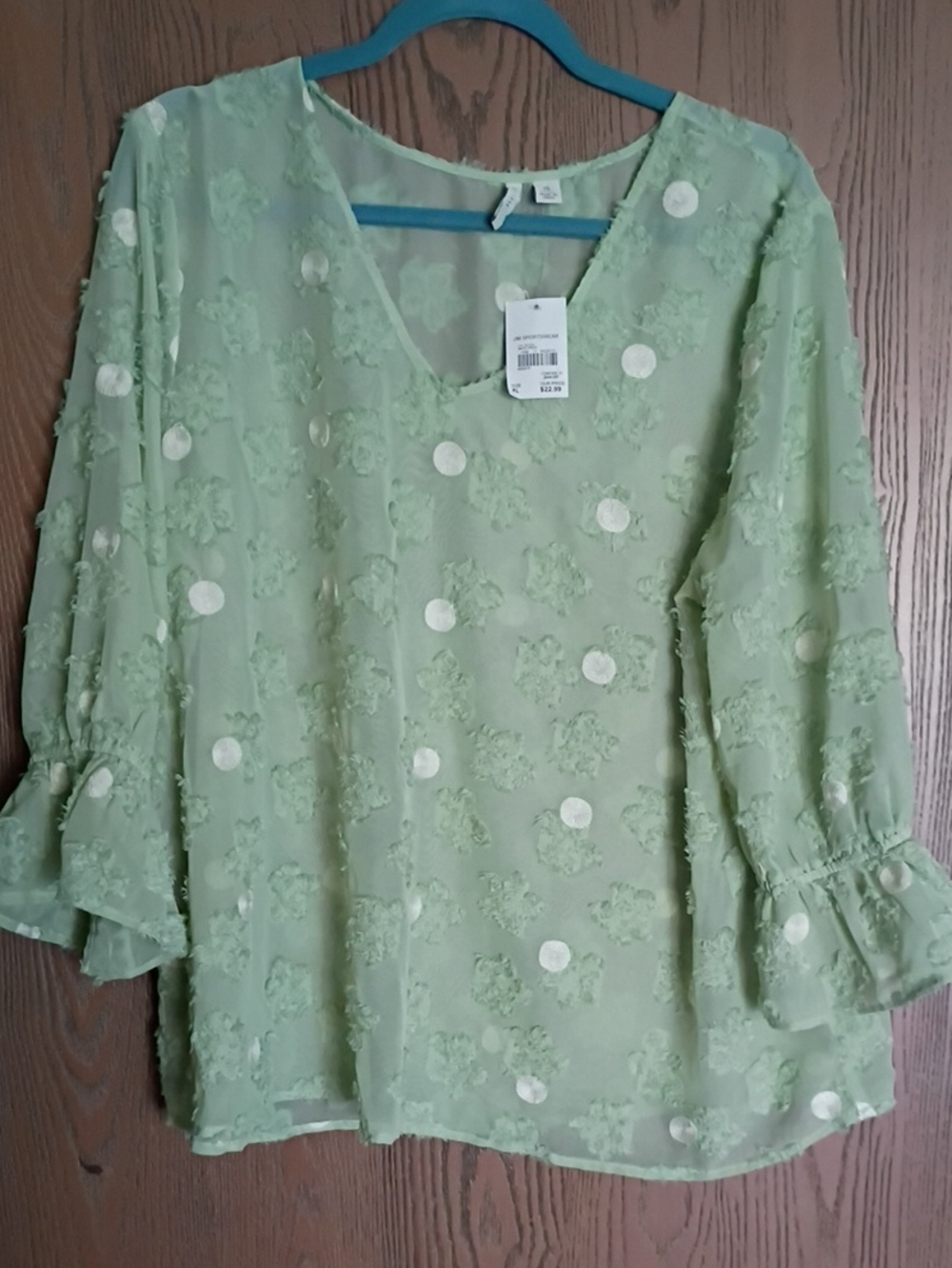 Est. 1946 JM Sportswear, Blouse, Full Bloom Smoke Green, XL, P2P 23